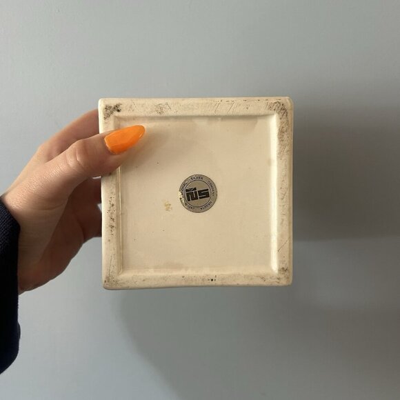 National Silver Co. Nagoya Japan Floral Blue Yellow Vase Ceramic Vintage - Picture 7 of 7